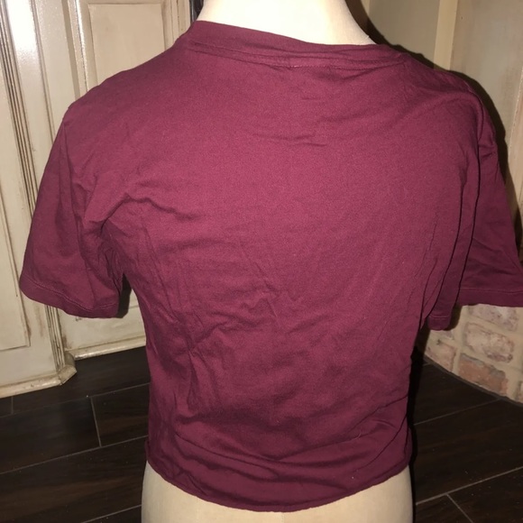 Pink Victoria secret maroon crop t shirt size L - Picture 5 of 5